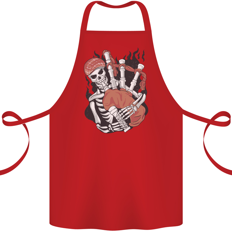 Bagpipes Skeleton Cotton Apron 100% Organic Red