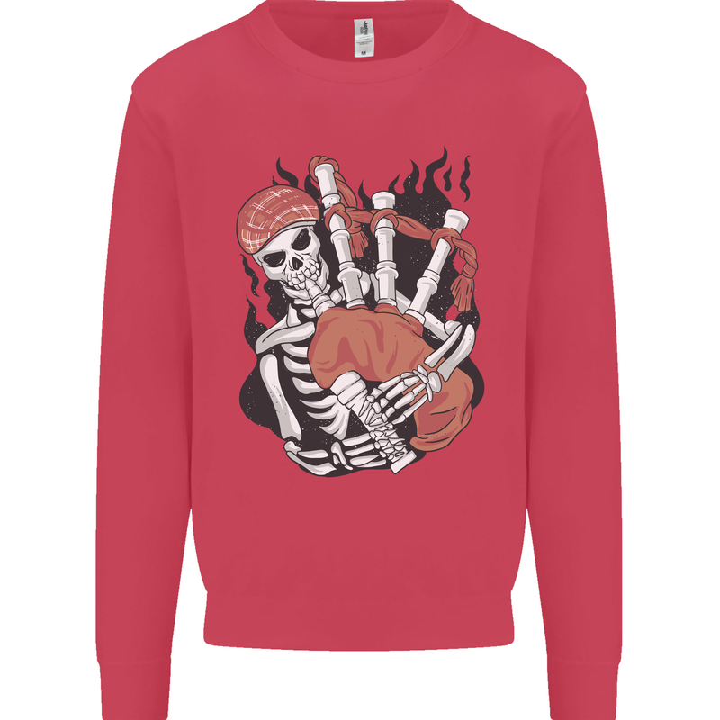 Bagpipes Skeleton Kids Sweatshirt Jumper Heliconia