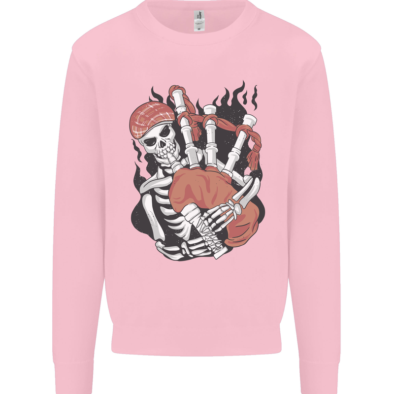 Bagpipes Skeleton Kids Sweatshirt Jumper Light Pink