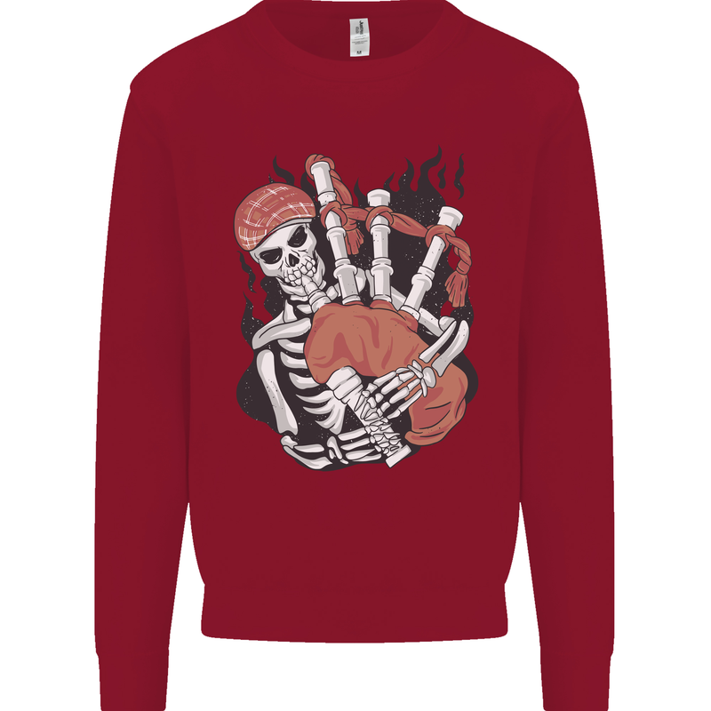 Bagpipes Skeleton Kids Sweatshirt Jumper Red