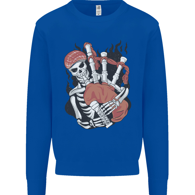 Bagpipes Skeleton Kids Sweatshirt Jumper Royal Blue