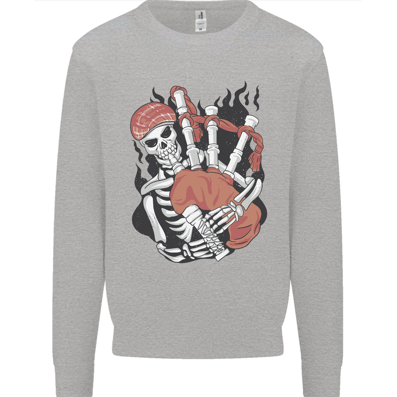 Bagpipes Skeleton Kids Sweatshirt Jumper Sports Grey