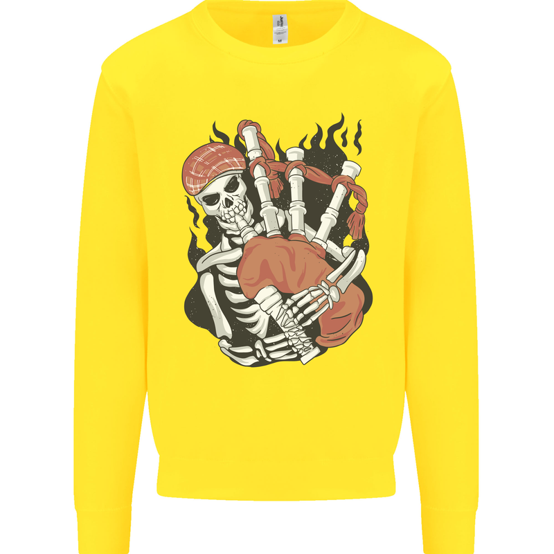 Bagpipes Skeleton Kids Sweatshirt Jumper Yellow