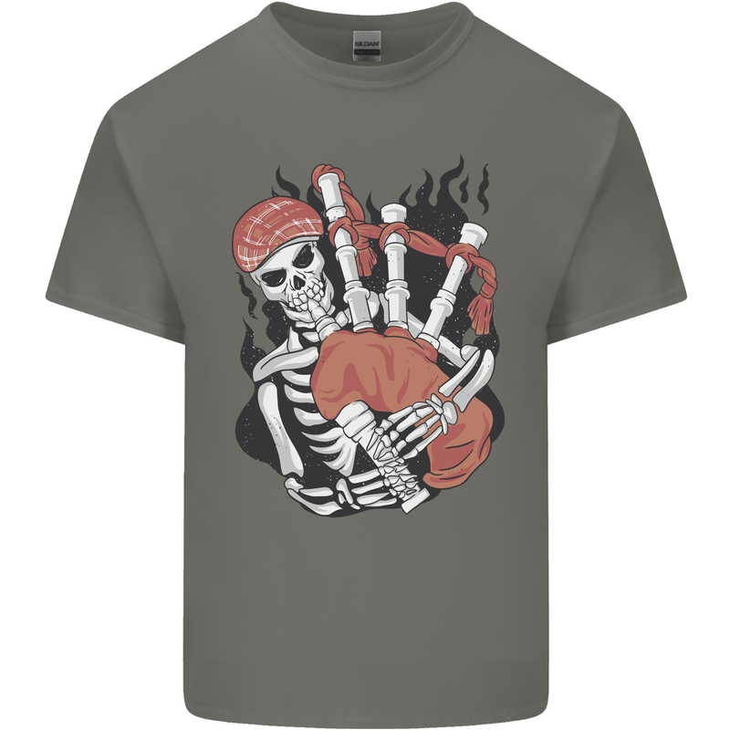 Bagpipes Skeleton Kids T-Shirt Childrens Charcoal