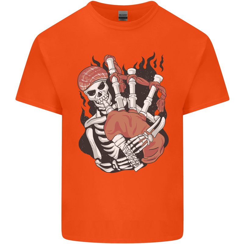 Bagpipes Skeleton Kids T-Shirt Childrens Orange