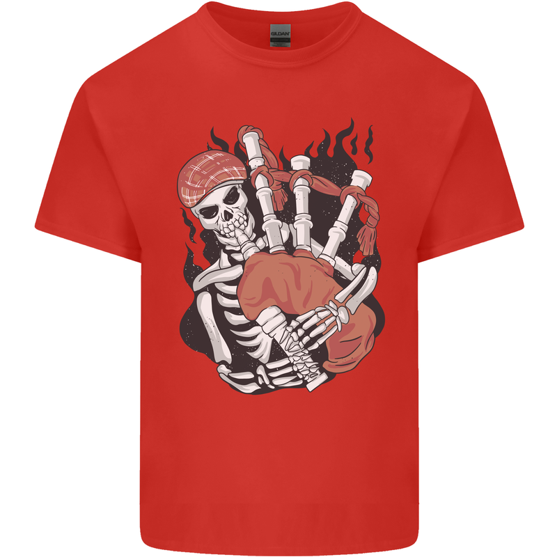 Bagpipes Skeleton Kids T-Shirt Childrens Red