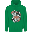 Bagpipes Skeleton Mens 80% Cotton Hoodie Irish Green
