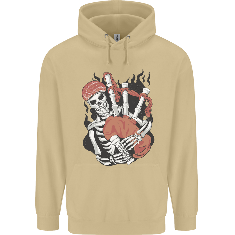 Bagpipes Skeleton Mens 80% Cotton Hoodie Sand