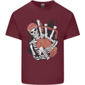 Bagpipes Skeleton Mens Cotton T-Shirt Tee Top Maroon