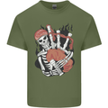 Bagpipes Skeleton Mens Cotton T-Shirt Tee Top Military Green