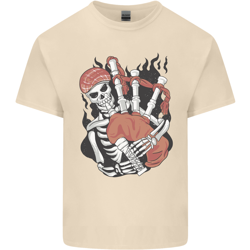 Bagpipes Skeleton Mens Cotton T-Shirt Tee Top Natural