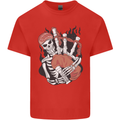 Bagpipes Skeleton Mens Cotton T-Shirt Tee Top Red