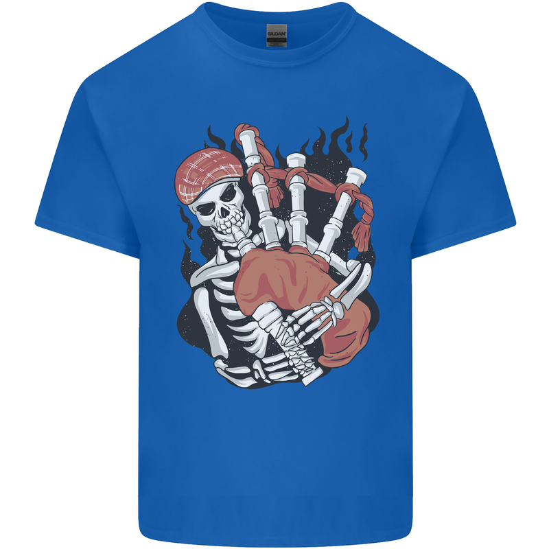 Bagpipes Skeleton Mens Cotton T-Shirt Tee Top Royal Blue
