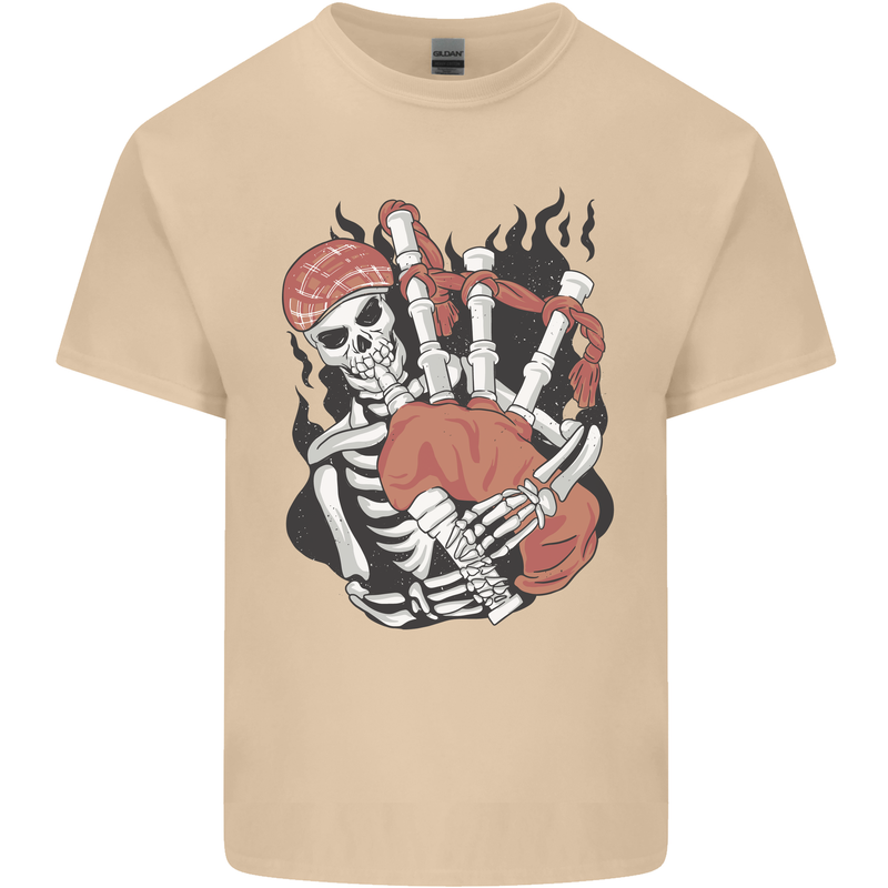 Bagpipes Skeleton Mens Cotton T-Shirt Tee Top Sand