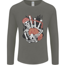 Bagpipes Skeleton Mens Long Sleeve T-Shirt Charcoal
