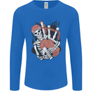 Bagpipes Skeleton Mens Long Sleeve T-Shirt Royal Blue