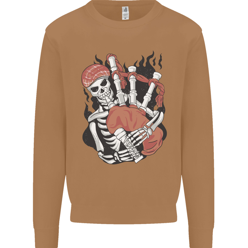 Bagpipes Skeleton Mens Sweatshirt Jumper Caramel Latte