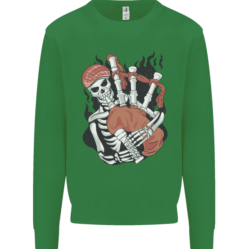 Bagpipes Skeleton Mens Sweatshirt Jumper Irish Green