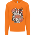 Bagpipes Skeleton Mens Sweatshirt Jumper Orange