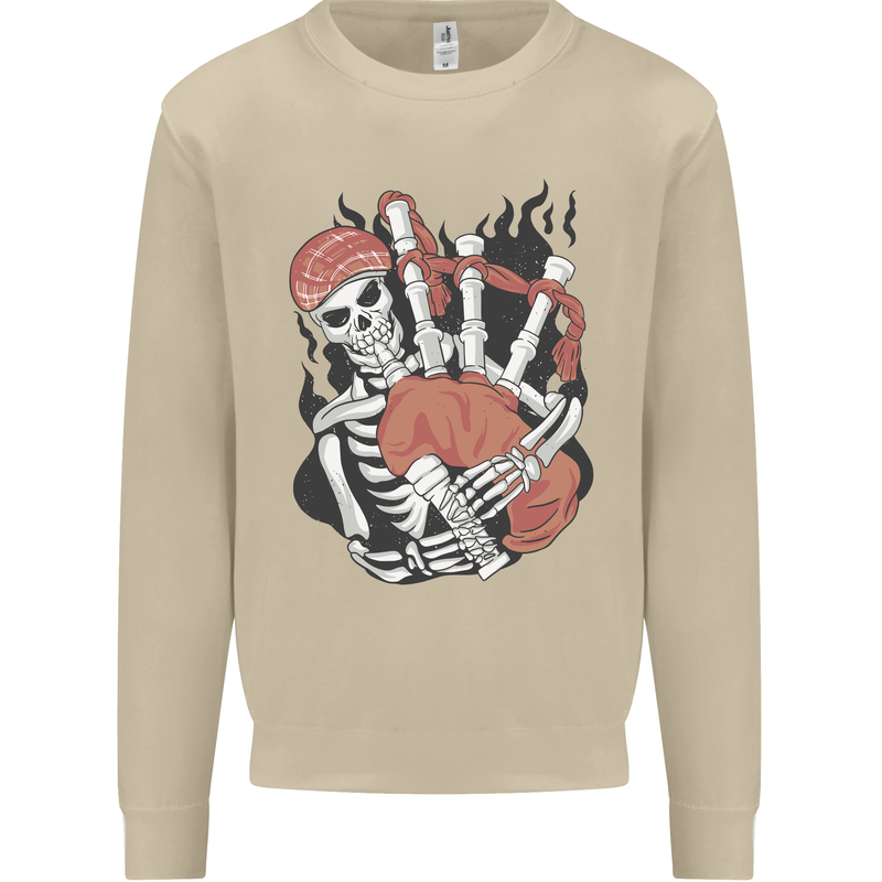 Bagpipes Skeleton Mens Sweatshirt Jumper Sand