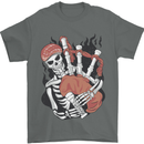 Bagpipes Skeleton Mens T-Shirt 100% Cotton Charcoal