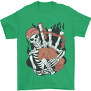 Bagpipes Skeleton Mens T-Shirt 100% Cotton Irish Green