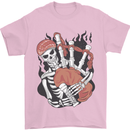 Bagpipes Skeleton Mens T-Shirt 100% Cotton Light Pink