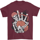 Bagpipes Skeleton Mens T-Shirt 100% Cotton Maroon