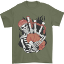 Bagpipes Skeleton Mens T-Shirt 100% Cotton Military Green