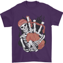 Bagpipes Skeleton Mens T-Shirt 100% Cotton Purple