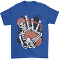 Bagpipes Skeleton Mens T-Shirt 100% Cotton Royal Blue
