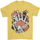 Bagpipes Skeleton Mens T-Shirt 100% Cotton Yellow