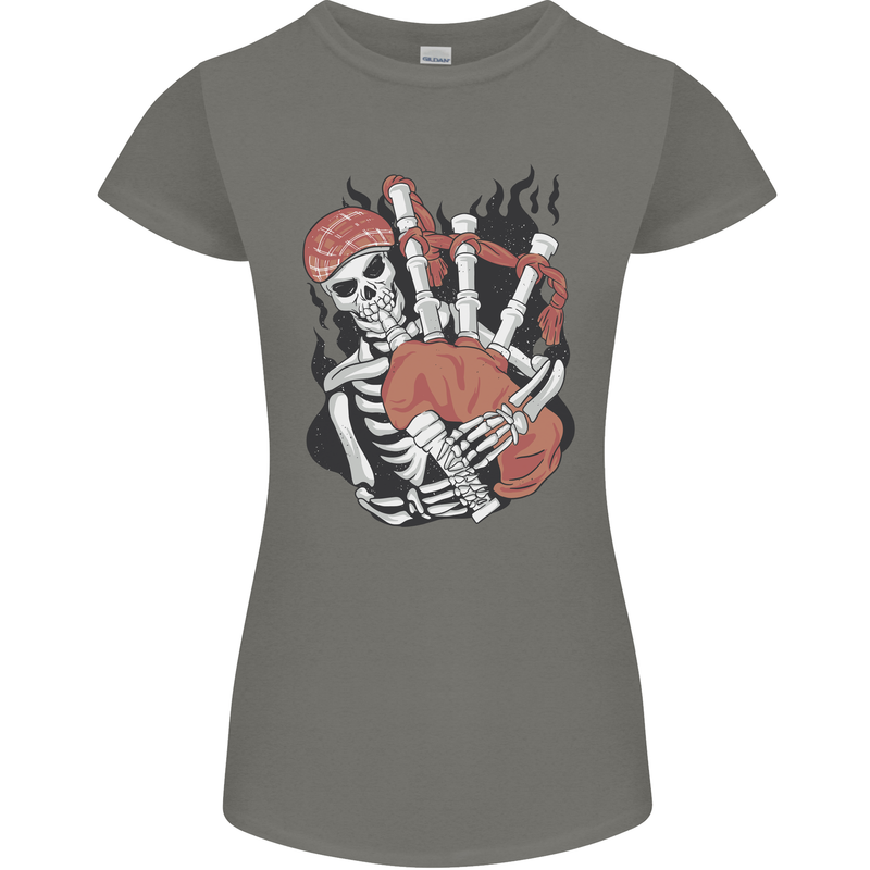 Bagpipes Skeleton Womens Petite Cut T-Shirt Charcoal