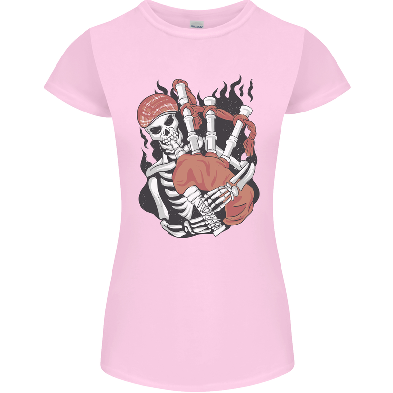 Bagpipes Skeleton Womens Petite Cut T-Shirt Light Pink