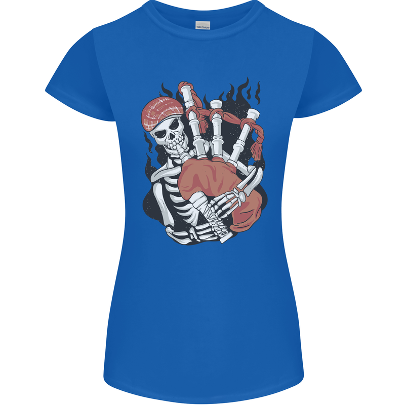 Bagpipes Skeleton Womens Petite Cut T-Shirt Royal Blue