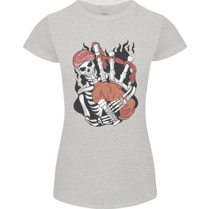 Bagpipes Skeleton Womens Petite Cut T-Shirt Sports Grey