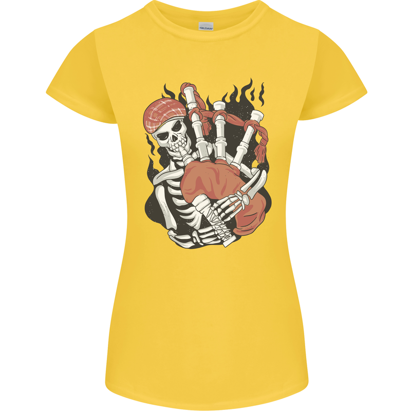 Bagpipes Skeleton Womens Petite Cut T-Shirt Yellow