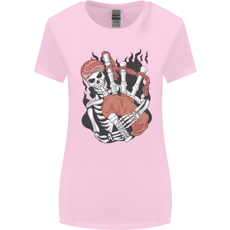 Bagpipes Skeleton Womens Wider Cut T-Shirt Light Pink