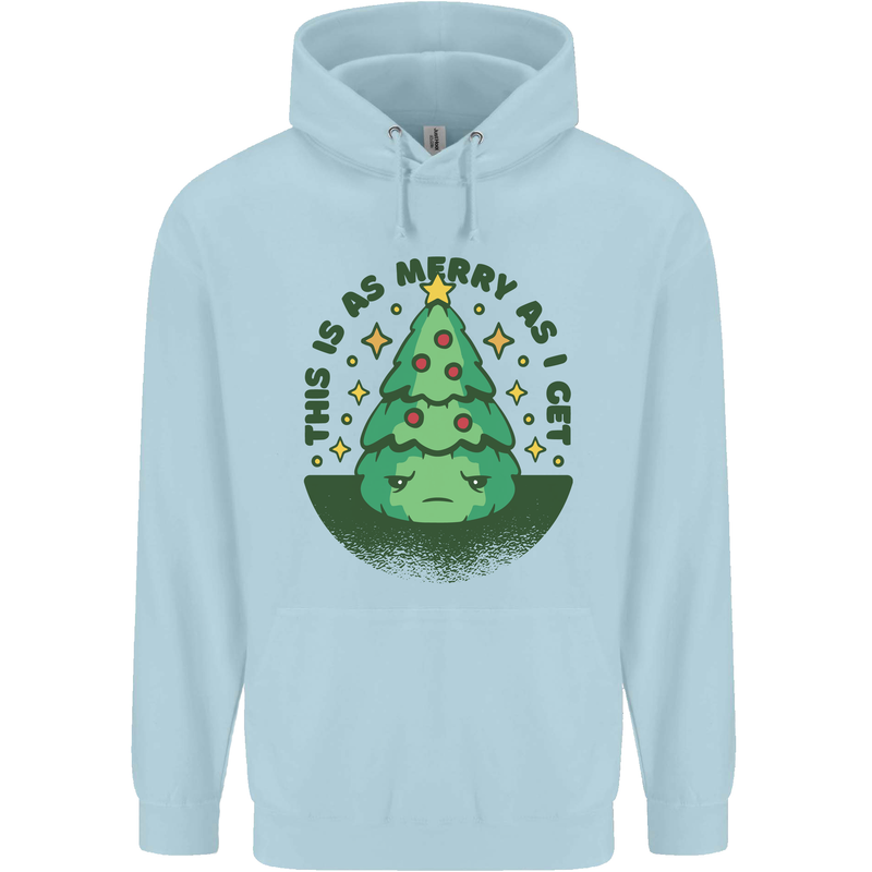 Bah Humbug Christmas Tree Funny Childrens Kids Hoodie Light Blue