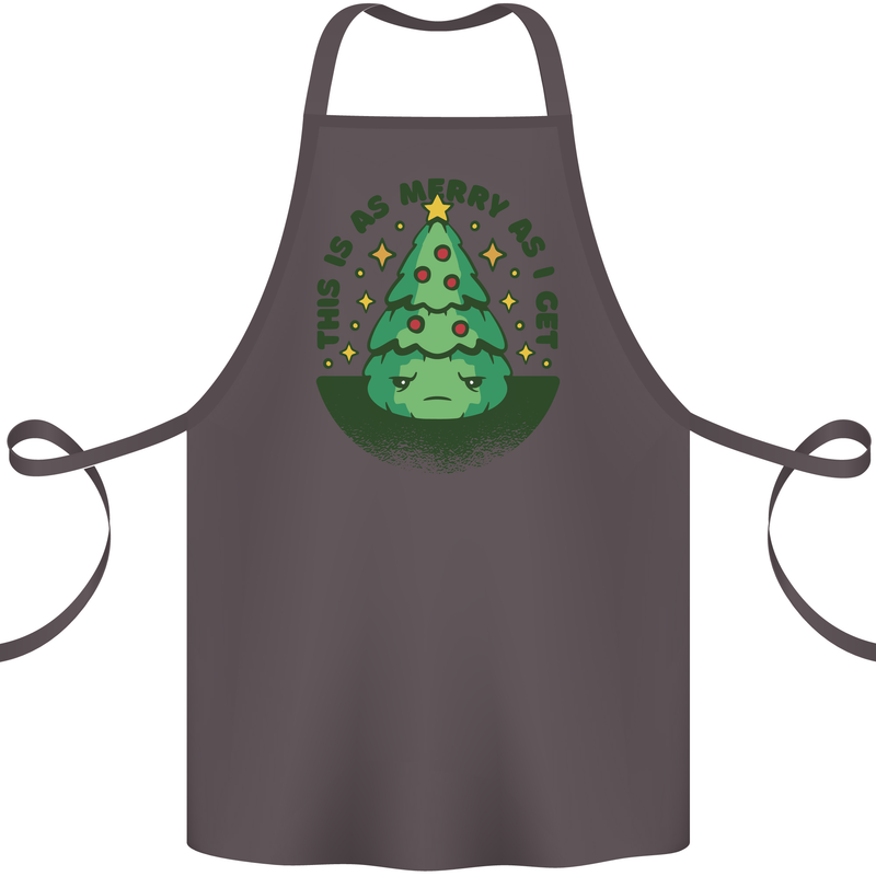 Bah Humbug Christmas Tree Funny Cotton Apron 100% Organic Dark Grey