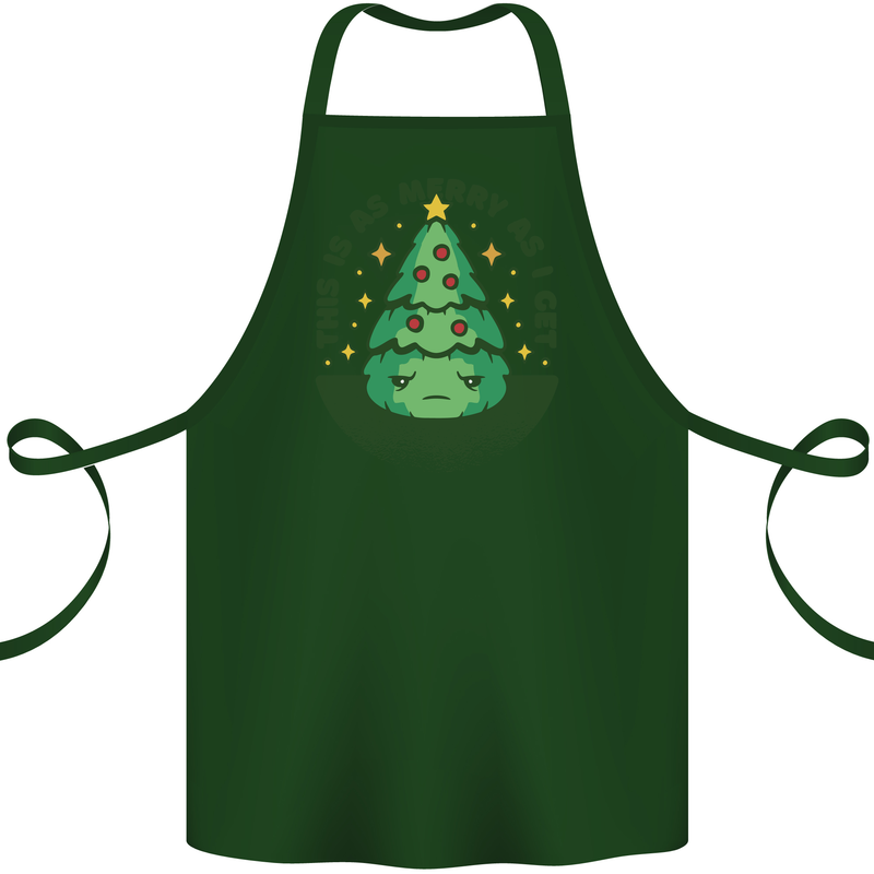 Bah Humbug Christmas Tree Funny Cotton Apron 100% Organic Forest Green