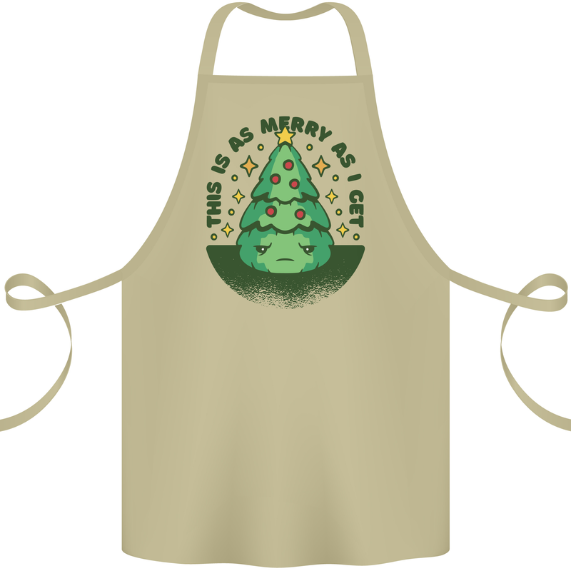 Bah Humbug Christmas Tree Funny Cotton Apron 100% Organic Khaki