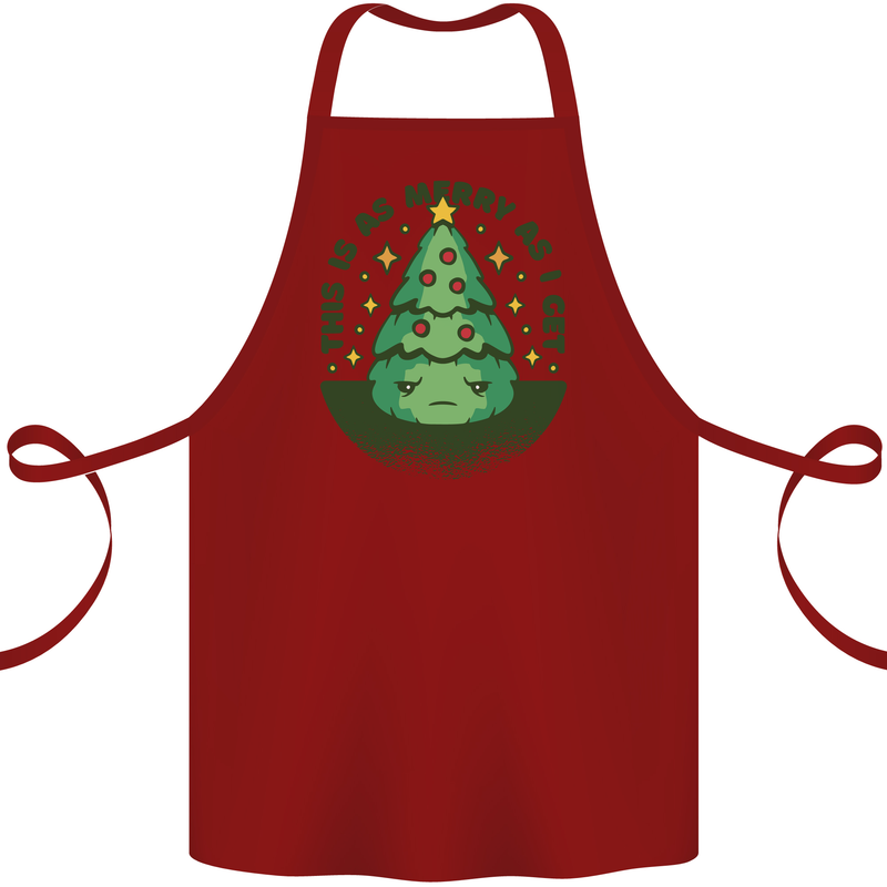 Bah Humbug Christmas Tree Funny Cotton Apron 100% Organic Maroon