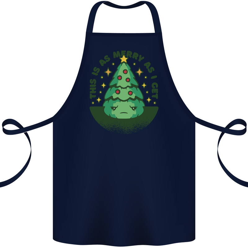 Bah Humbug Christmas Tree Funny Cotton Apron 100% Organic Navy Blue