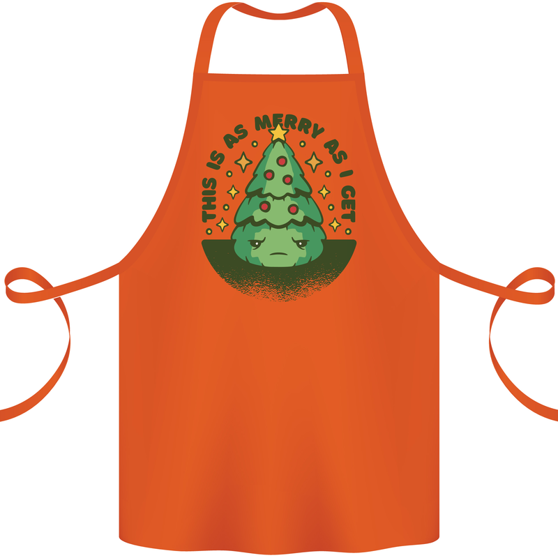 Bah Humbug Christmas Tree Funny Cotton Apron 100% Organic Orange