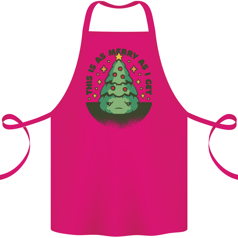 Bah Humbug Christmas Tree Funny Cotton Apron 100% Organic Pink