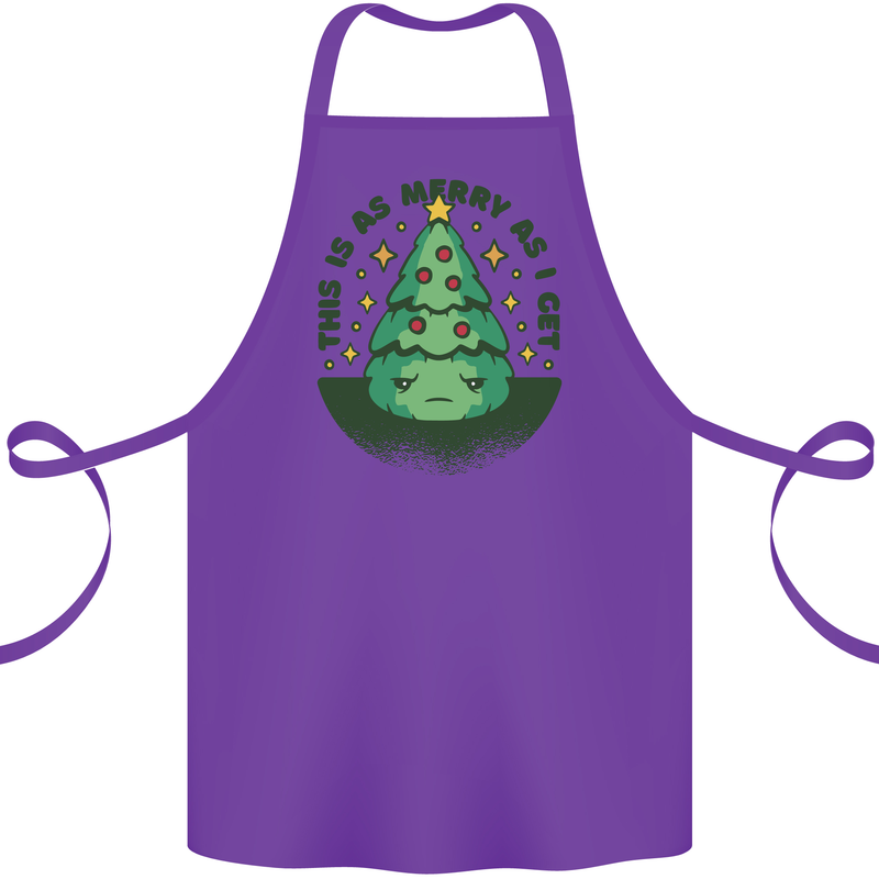 Bah Humbug Christmas Tree Funny Cotton Apron 100% Organic Purple