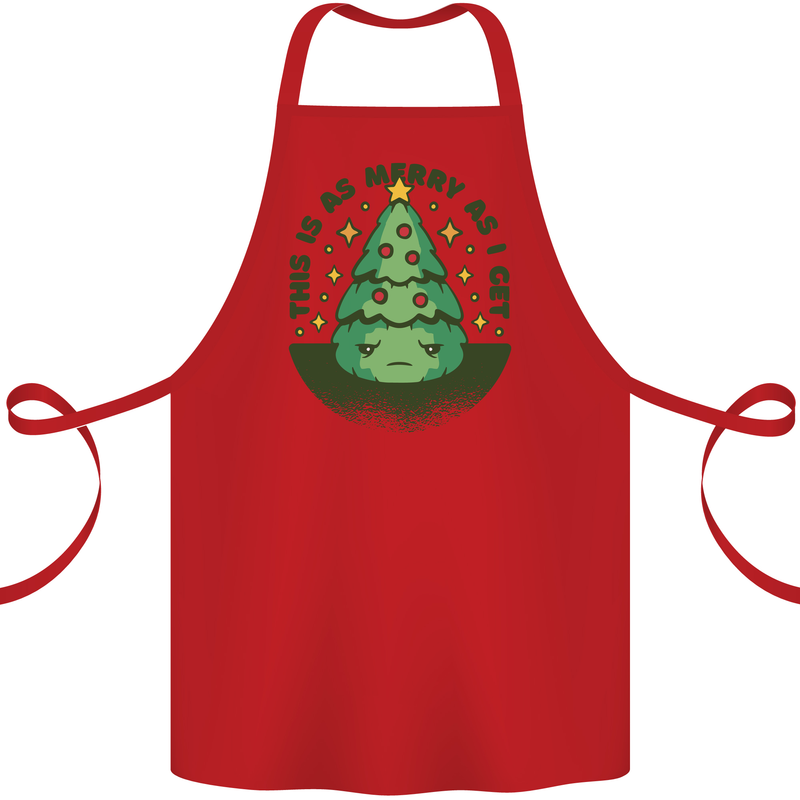 Bah Humbug Christmas Tree Funny Cotton Apron 100% Organic Red