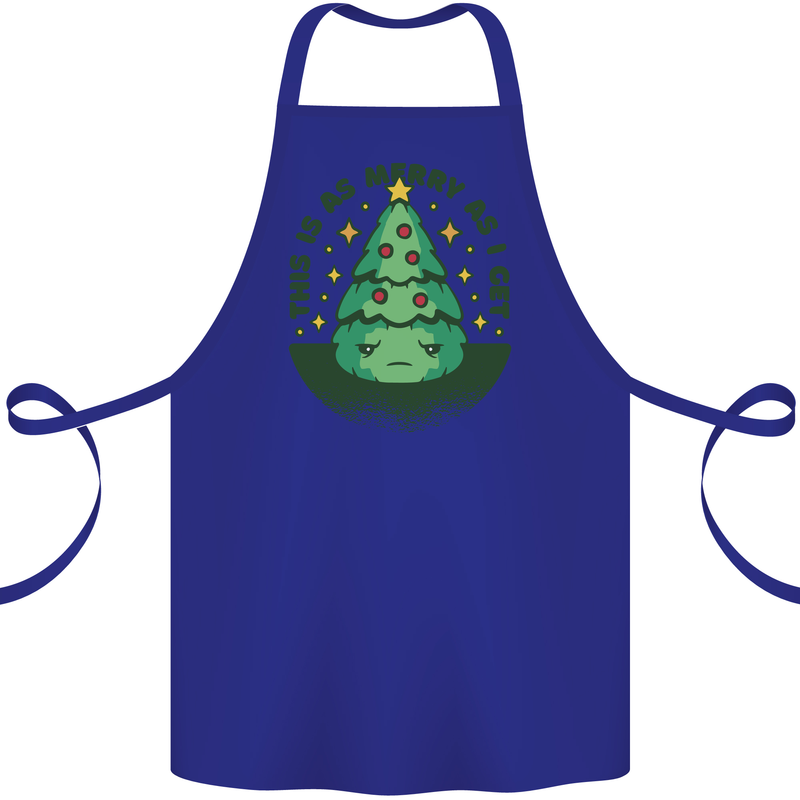 Bah Humbug Christmas Tree Funny Cotton Apron 100% Organic Royal Blue