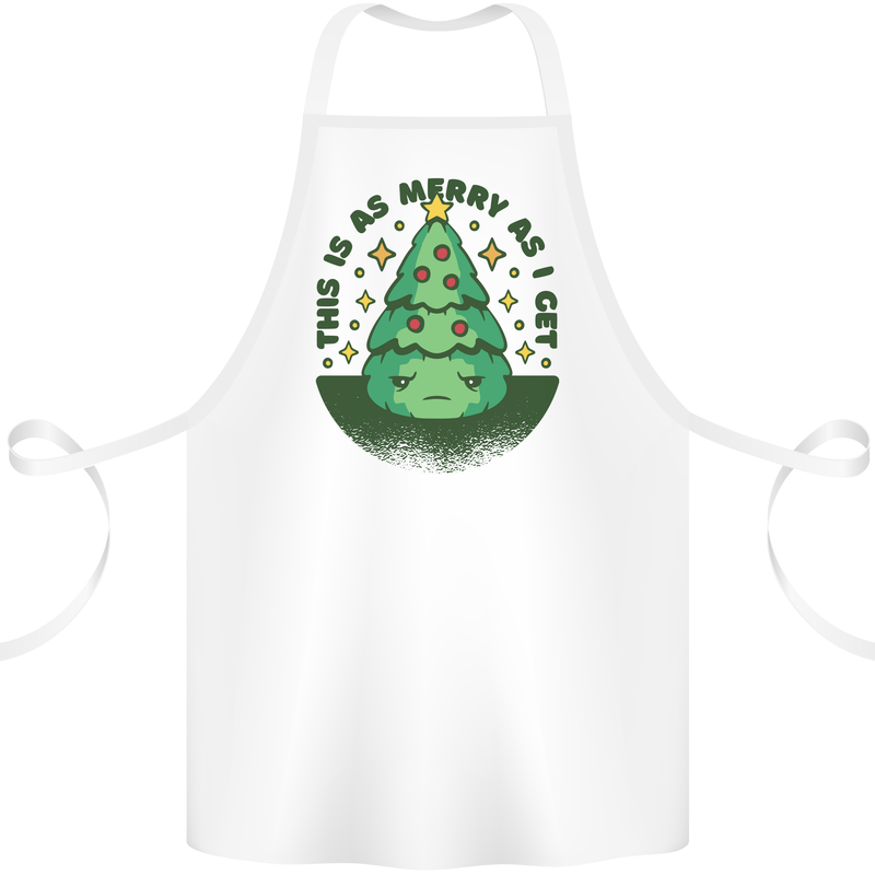 Bah Humbug Christmas Tree Funny Cotton Apron 100% Organic White